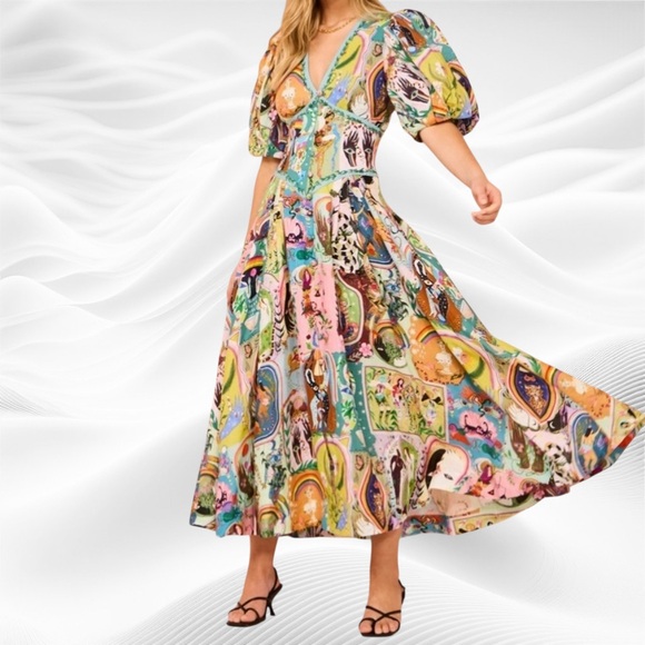 knee length dresses for ladies SUN DANCER MIDI DRESS  ALEMAIS